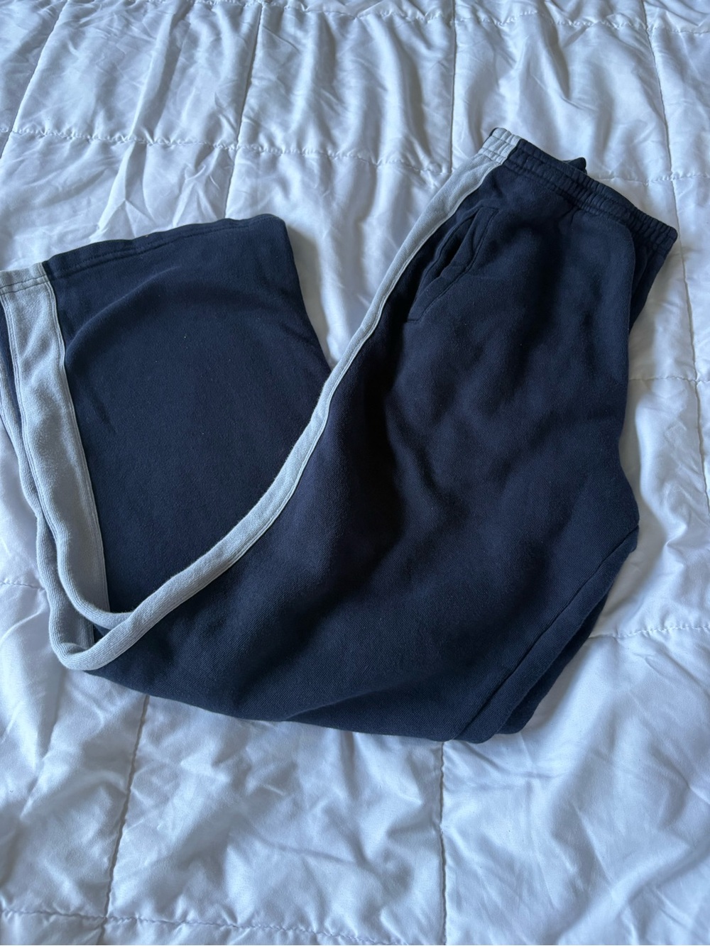 Brandy Melville Navy Sweatpants with Light Blue Side Stripe